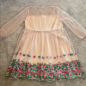 Entro Floral Embroidered Dress - small